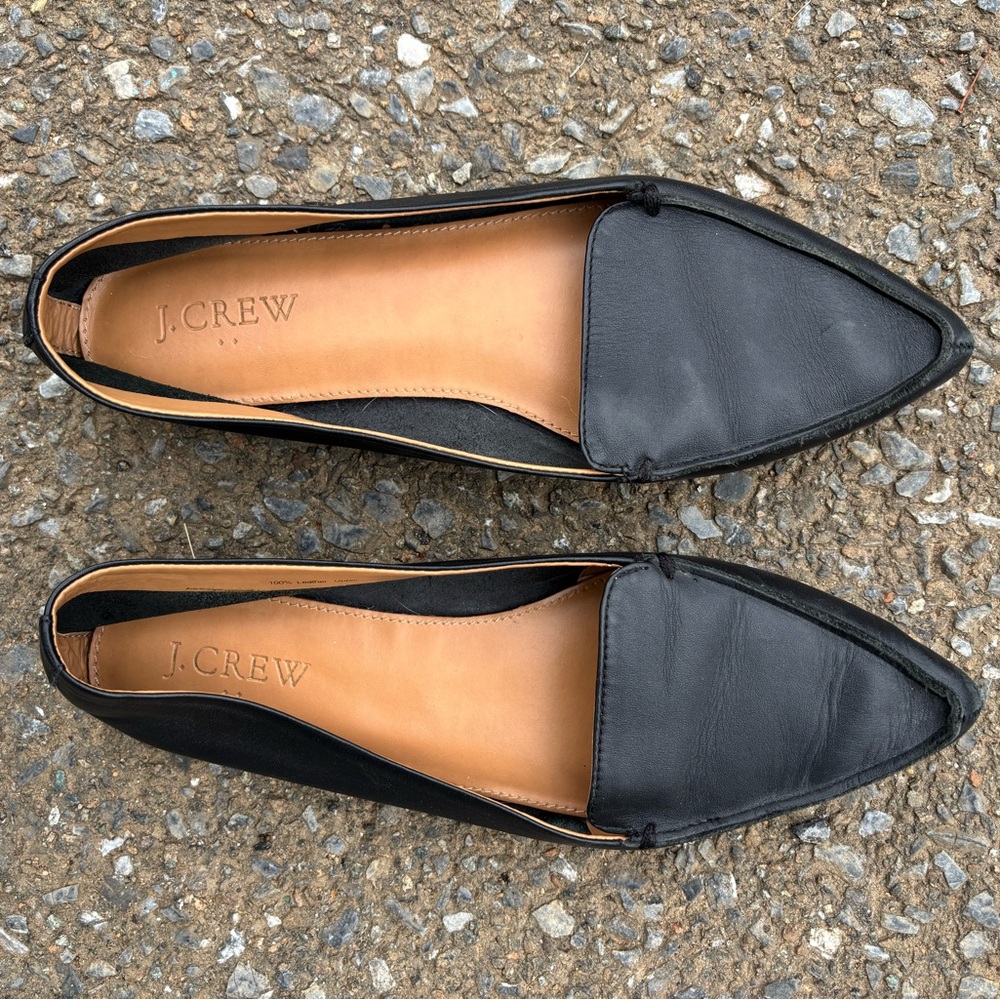 J. Crew Black Leather Flats
